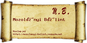 Mozolányi Bálint névjegykártya